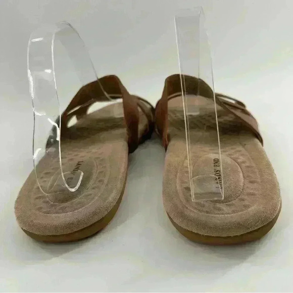 Lands end womens sandals size 10 41.5 brown leather cross cross slides - Picture 4 of 12